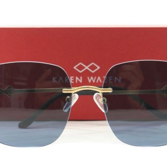 KAREN WAZEN BLACK SQUARE FRAME RIMLESS SUNGLASSES main image 4